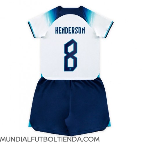 Camiseta Inglaterra Jordan Henderson #8 Primera Equipación Replica Mundial 2022 para niños mangas cortas (+ Pantalones cortos)